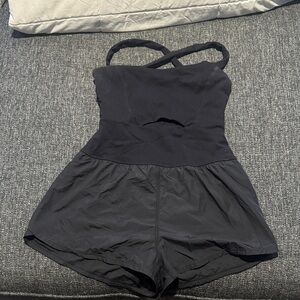 FP Movement by Free People Black Cross-Strap Romper